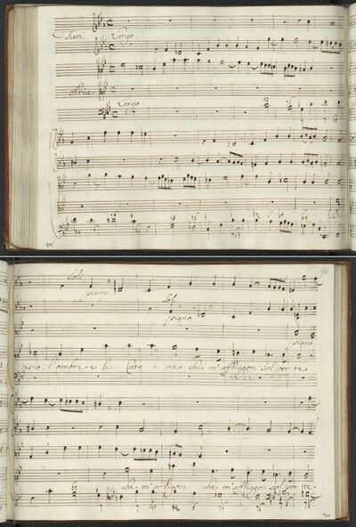 Beginning of "Bacio l'ombre," manuscript, ca. 1709