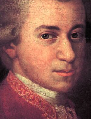Mozart, c. 1781, detail from portrait by Johann Nepomuk della Croce