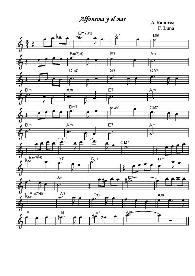 sheet music of "Alfonsina y el mar"