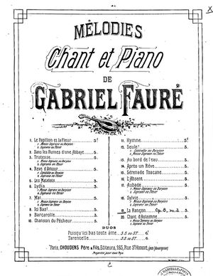 Fauré "Mélodies", Paris, Choudens, ca.1877